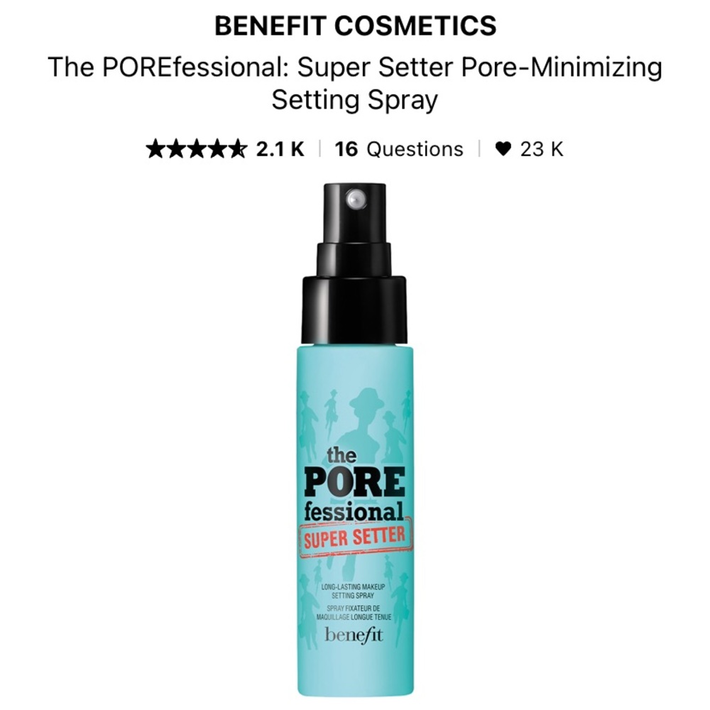 Benefit mini Pore fessional Super Setter makeup setting spray